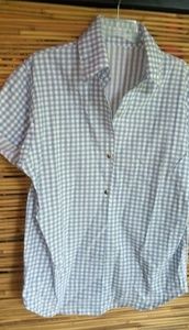 Summer Sky Blue M Checked Stripe Button Down Top
